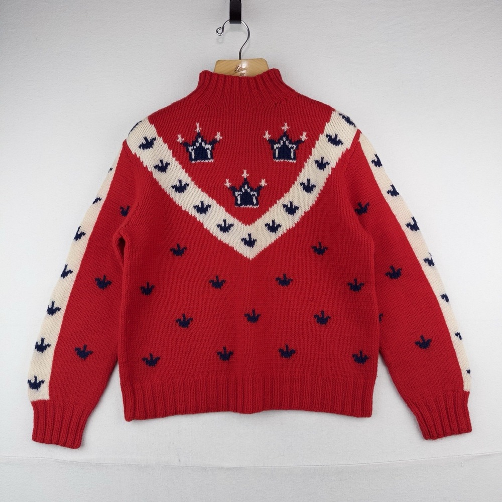 50's Vtg Royal Crown Hand Knit Wool Sweater Pullover Mock Neck Men's Medium 38